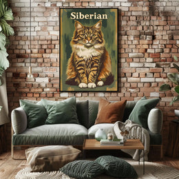 Siberian Cat Portrait Realistic Photography Poster