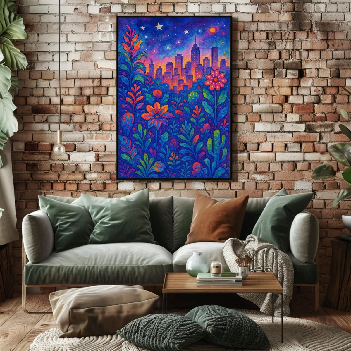 Colorful Cityscape Night Sky: Urban or Cityscape Poster