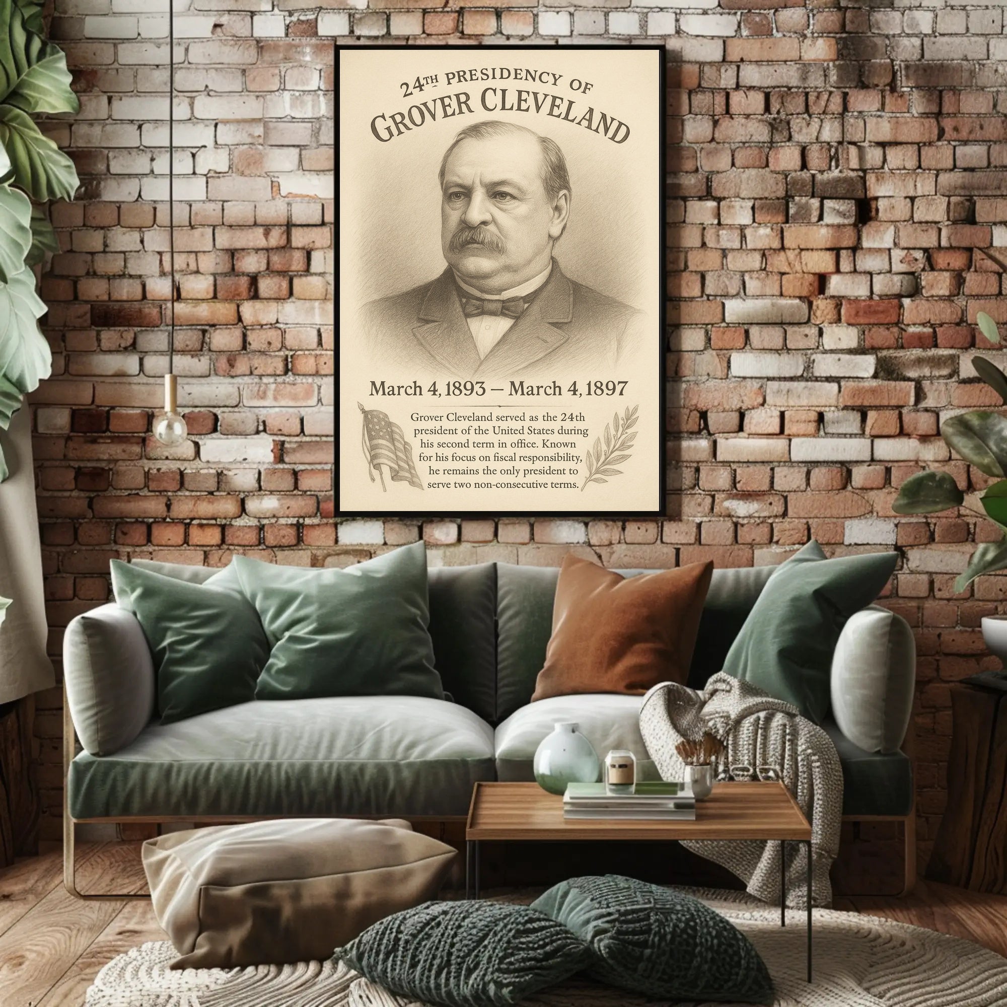 Grover Cleveland 24th President Sketch Poster Art Print PosterGoat