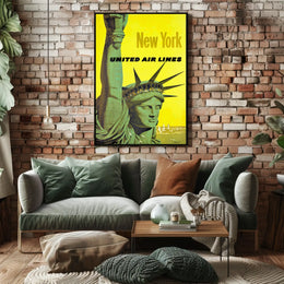 New York City Skyline Poster Vintage Travel Wall Art