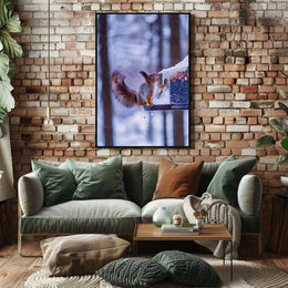 Winter Squirrel Feast Poster