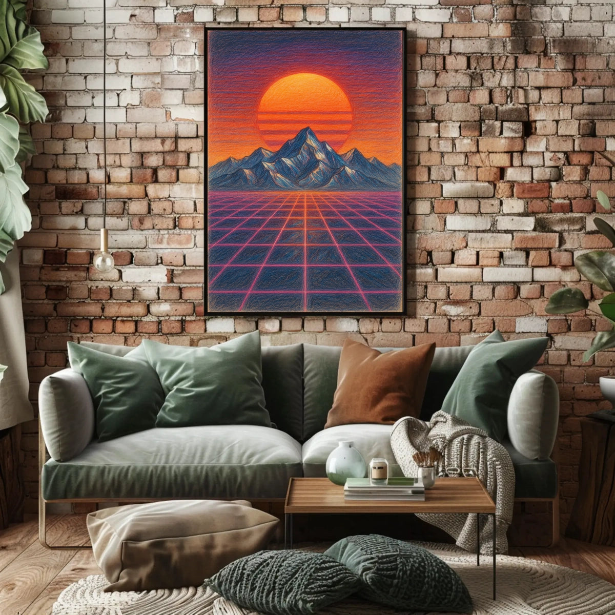 Futuristic Synthwave Sunset: Retro-Futuristic Sci-Fi Poster