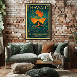 Vintage Car and Mountain Landscape Poster