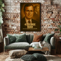 George H W Bush Poster Vintage Presidential Portrait Wall Art Analog Film Aesthetic Historical Print