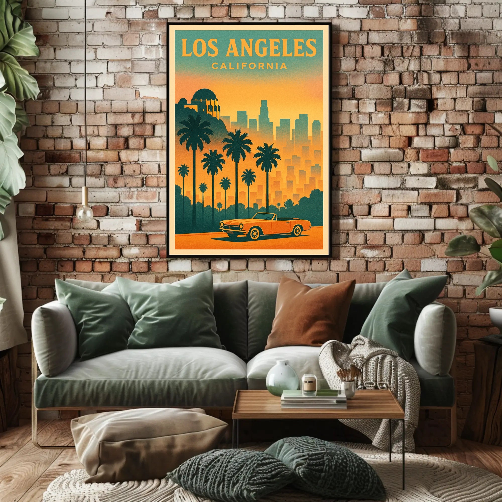 Los Angeles Retro Sunset Travel Poster
