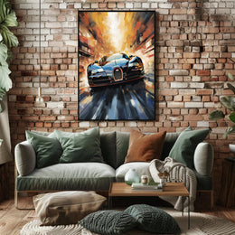 High-Speed Car in Urban Environment Futuristic Sci-Fi Poster