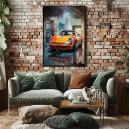 Vibrant Classic Car In Urban Garage Poster PosterGoat