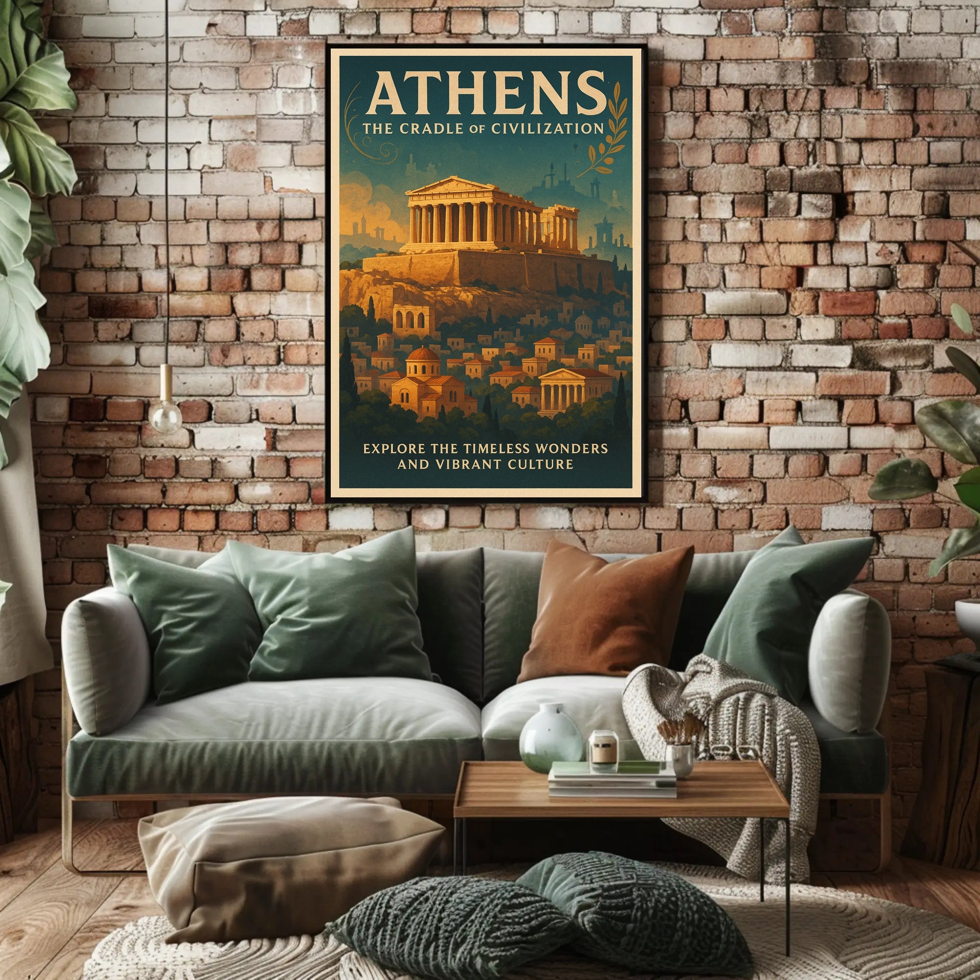 Athens Parthenon Vintage Travel Poster