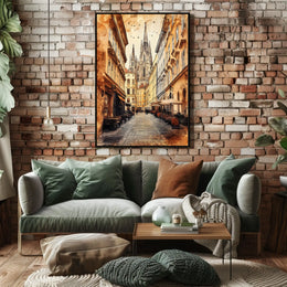 Austria Vienna St Stephens Cathedral Street View Poster