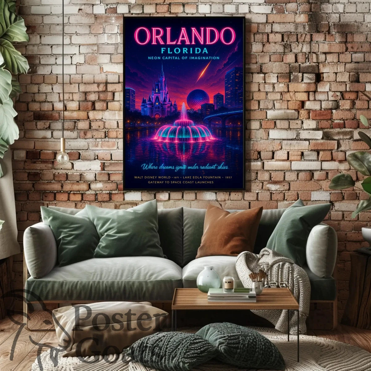 Orlando Neon Fantasy Travel Poster