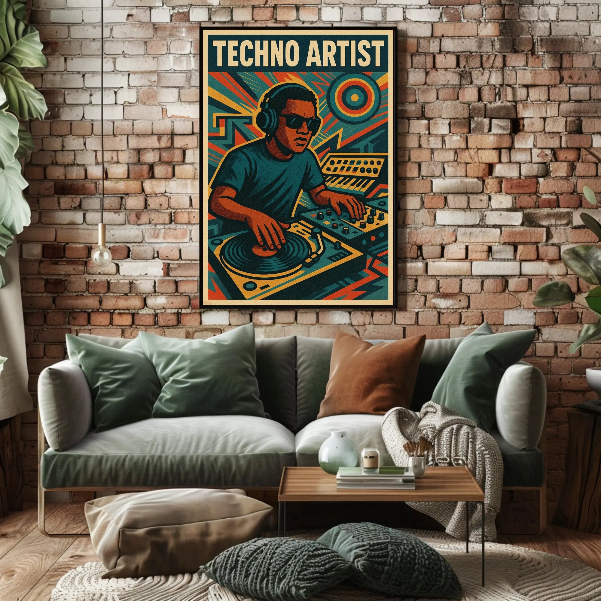 TECHNO ARTIST Retro DJ Vibes Abstract, Artistic Poster
