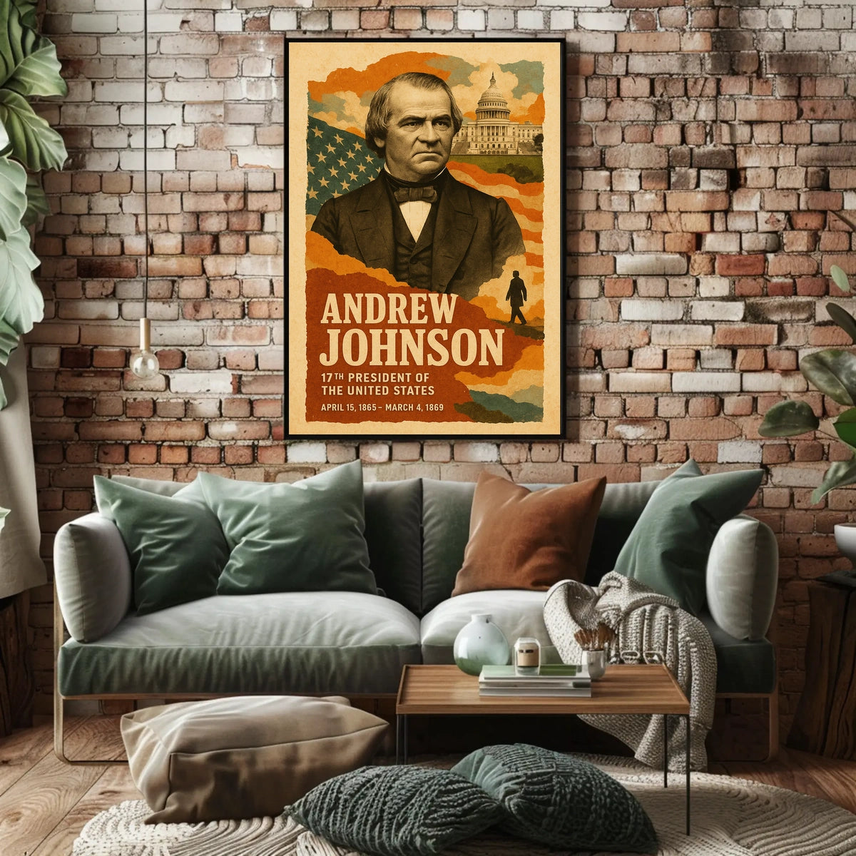Andrew Johnson 17th President of the United States Layered Digital Collage Poster