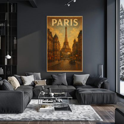 Paris Eiffel Tower Evening Travel Poster