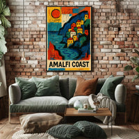 Amalfi Coast Vibrant Seaside Art Poster For Home Decor