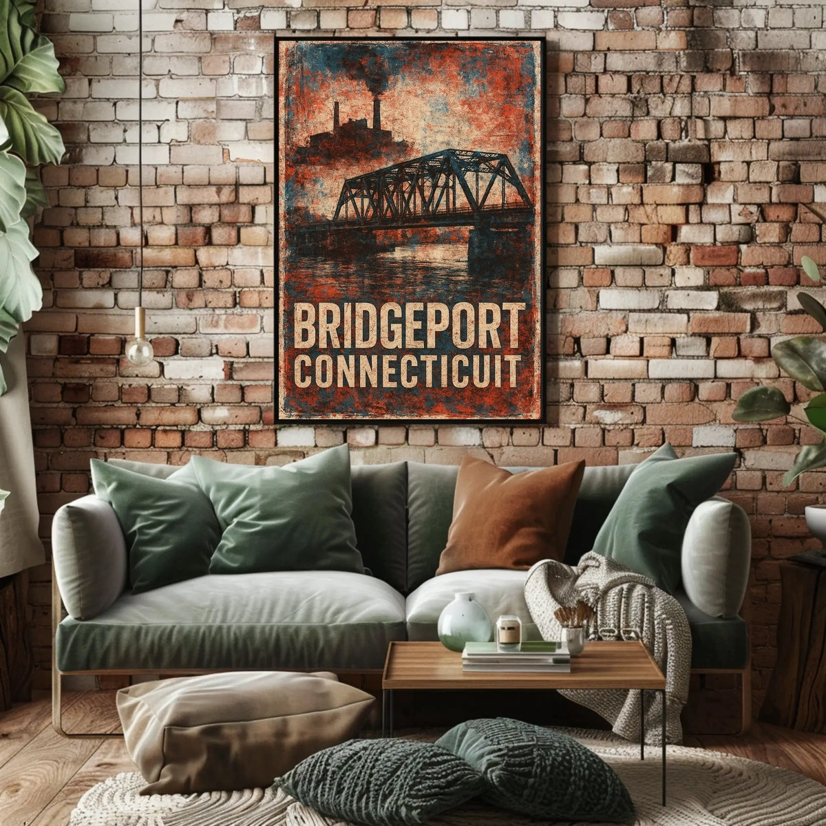 Bridgeport Skyline Connecticut Harbor View Urban Cityscape Photography Realism Coastal Timeless Heritage Poster