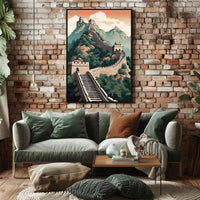 Great Wall of China Stylized Heritage Art Poster