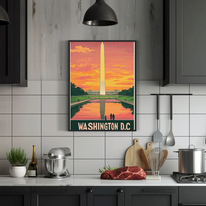 Washington D.C. Monument Sunset Poster