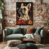 Floral Bulldog Fantasy Poster