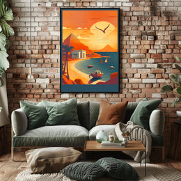 Sunset Over Serene Coastline Poster