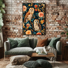 Owls And Blossoms William Morris Art Poster
