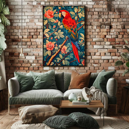 Vibrant Parrot Illustration in Tropical Animal Poster