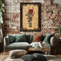 Skeleton Hand With Rose Poster