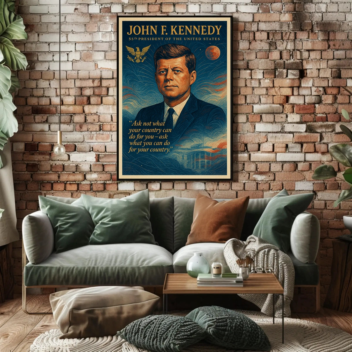 JFK Inspirational Poster with Vintage Patriotic Theme