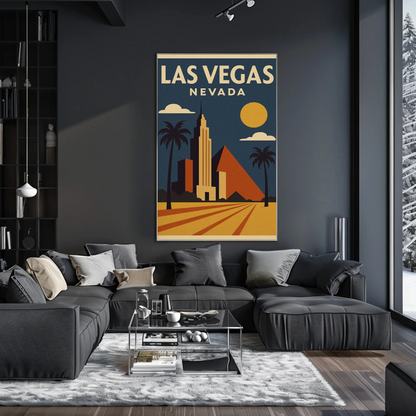 Las Vegas Nevada Geometric Retro Buildings Art Poster