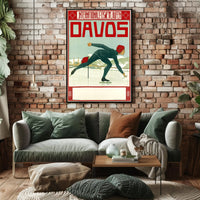Vintage Davos Ice Skating Event Sports Poster PosterGoat