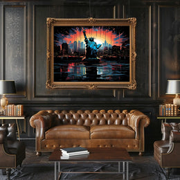 Statue Of Liberty At Sunset Poster