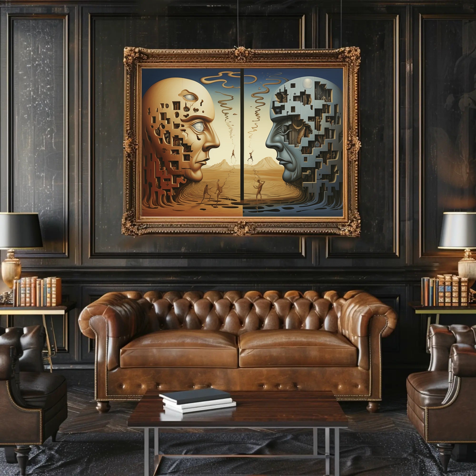 Surrealistic Sculptures in Dreamscape Artistic Poster