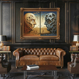 Surrealistic Sculptures in Dreamscape Artistic Poster