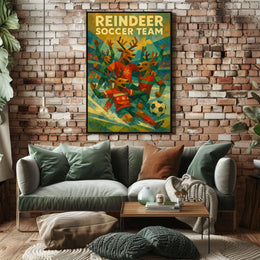 Reindeer Soccer Team Poster