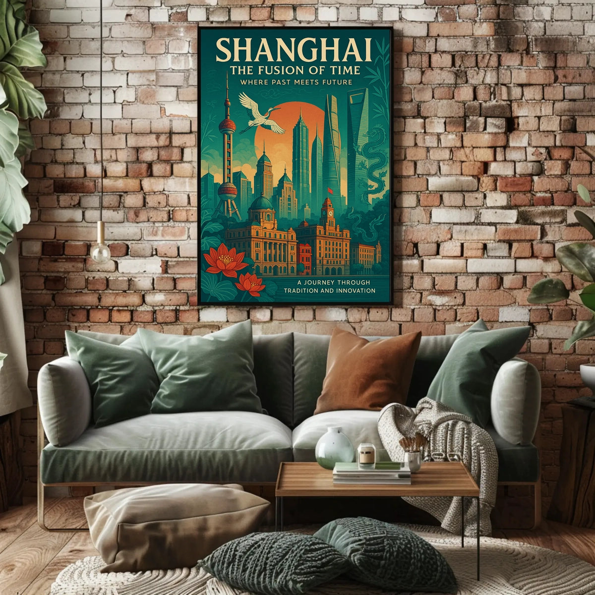 Shanghai Architecture Illustrative Modern Traditional Poster