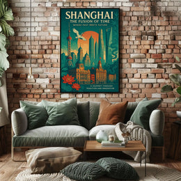 Shanghai Architecture Illustrative Modern Traditional Poster