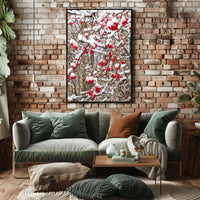 Wintry Red Berries Artwork - Abstract or Artistic Poster