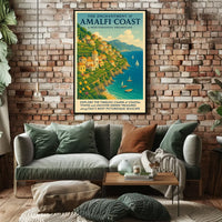 Amalfi Coast Travel Dreamscape Vintage Art Poster