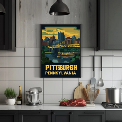 Pittsburgh, Pennsylvania Vintage Travel Poster