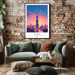 Dubai Sunset Burj Khalifa Urban Cityscape Poster