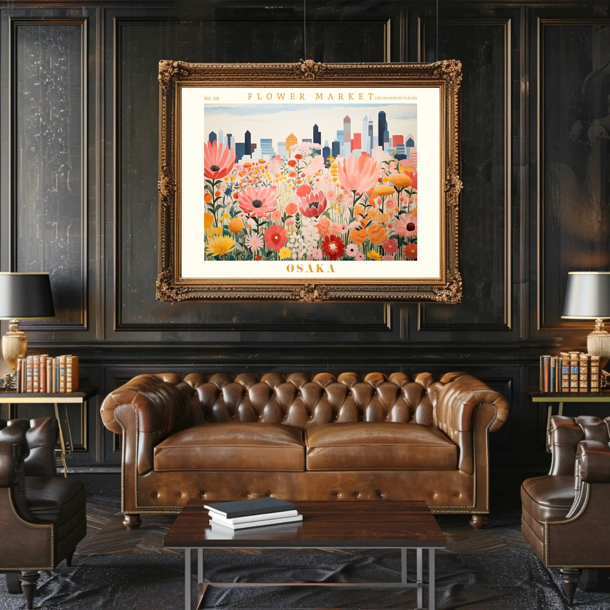 Vibrant Flower Market In Osaka Urban Or Cityscape Poster