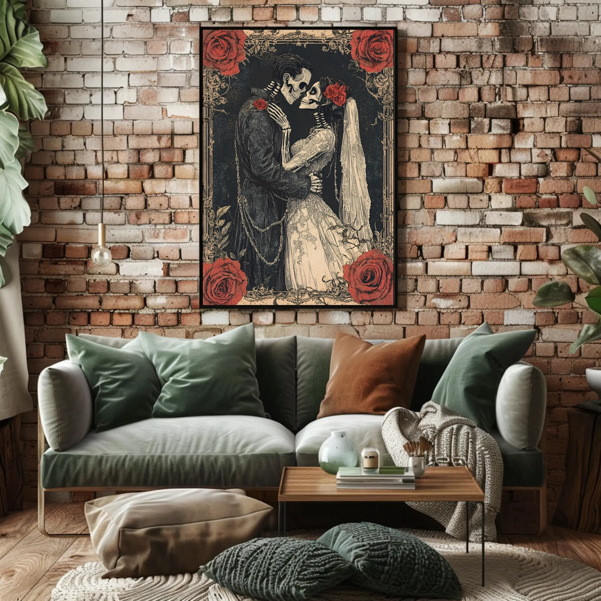 Skeleton Wedding Embrace: Romantic Cultural or Heritage Poster