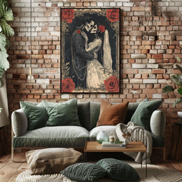 Skeleton Wedding Embrace: Romantic Cultural or Heritage Poster