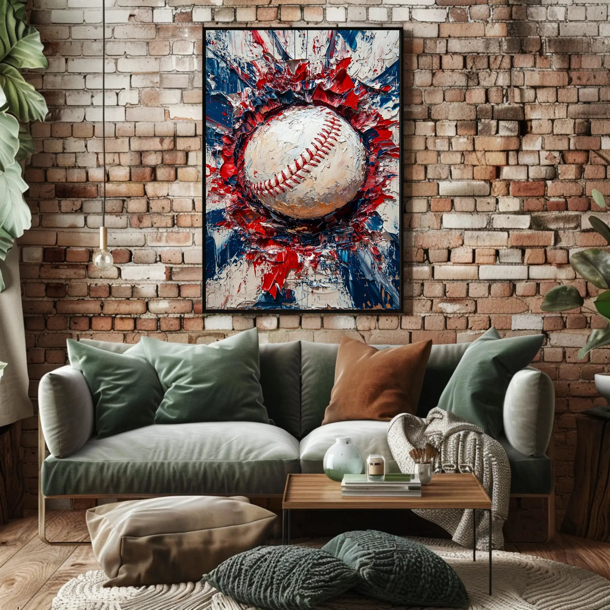 Baseball Themed Abstract Art For Sports Decor Poster
