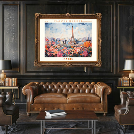 Vibrant Paris Scene with Eiffel Tower Travel Poster