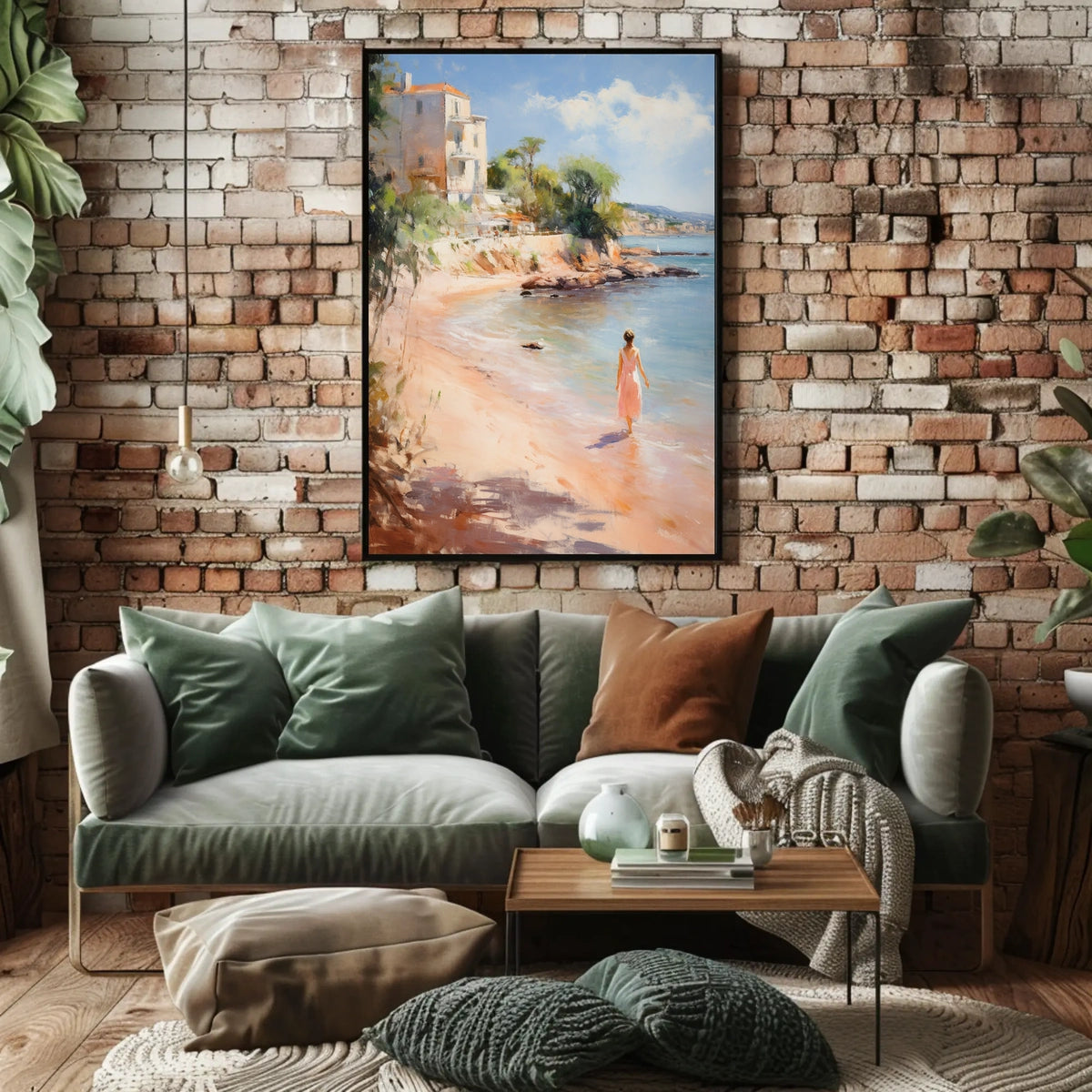 Serene Beach Walk Mediterranean Travel Poster