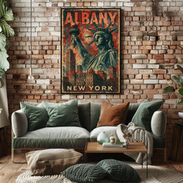 Albany Cityscape Vintage Style Wanderlust Poster