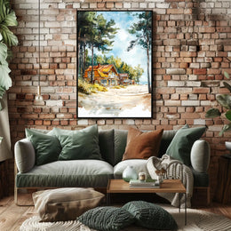 Latvia Jurmala Beach and Wooden Villas Poster