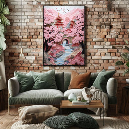 Serene Pagoda Oasis: Cultural or Heritage Poster