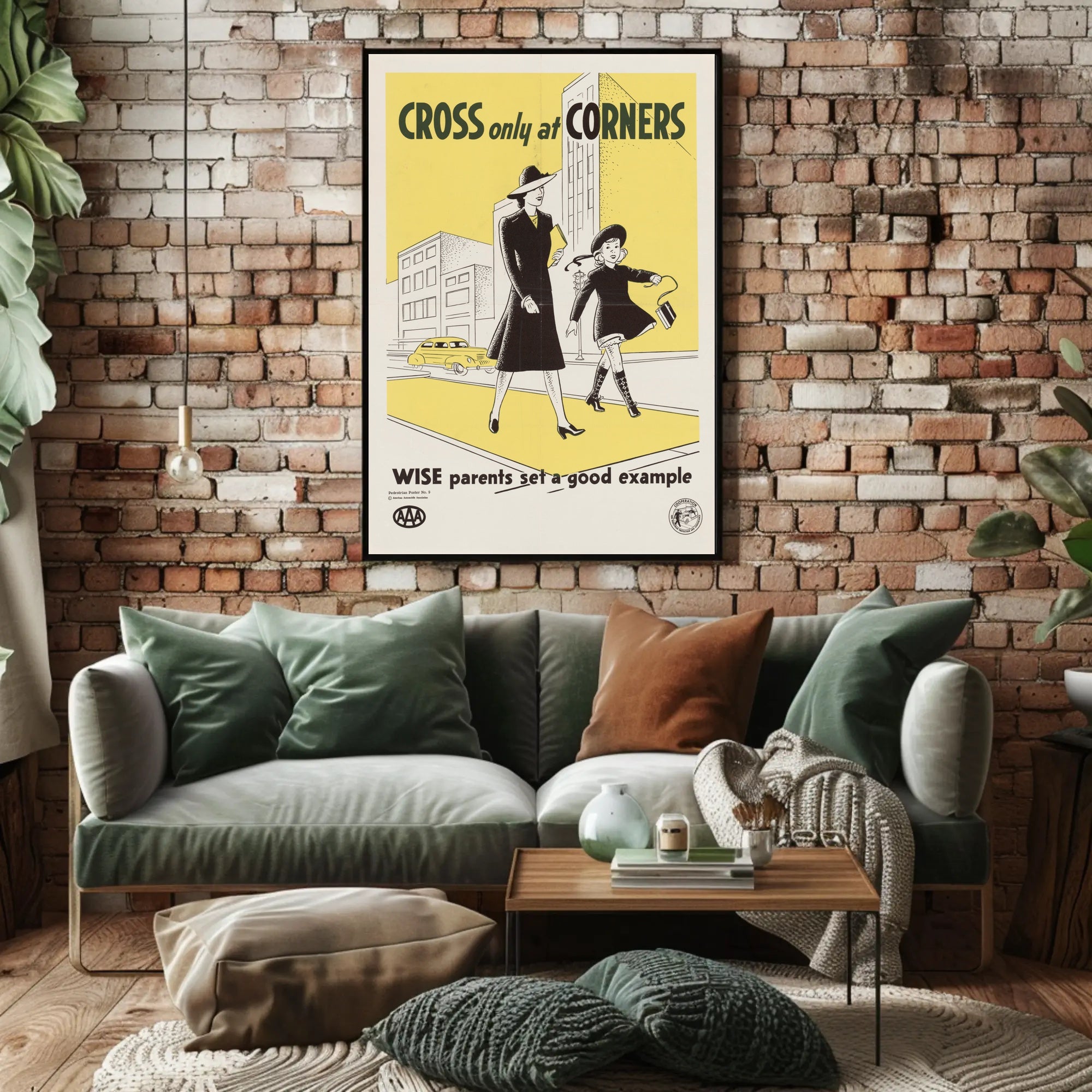 Pedestrian Safety Vintage Poster Mid-Century Educational or Infographic Poster PosterGoat