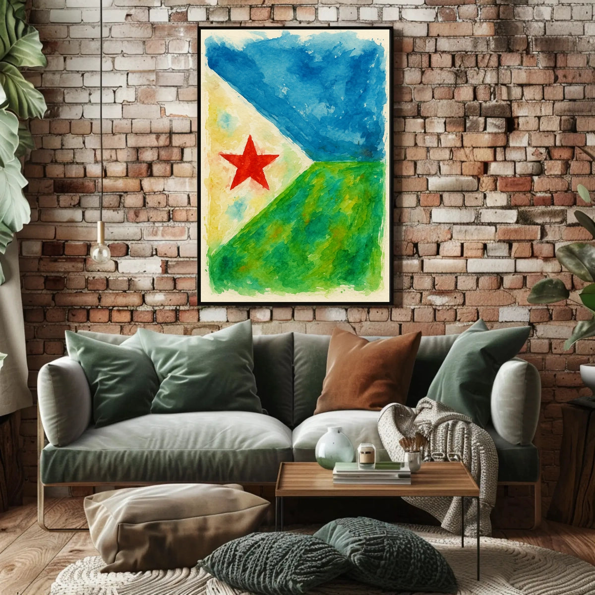 Abstract Landscape With Red Star Poster